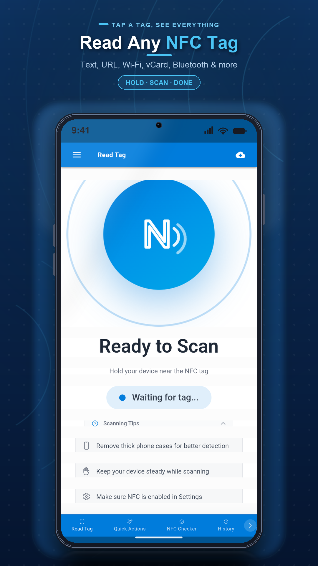 اسکرین شات 1 برنامه NFC Reader & Writer: Tag Scan