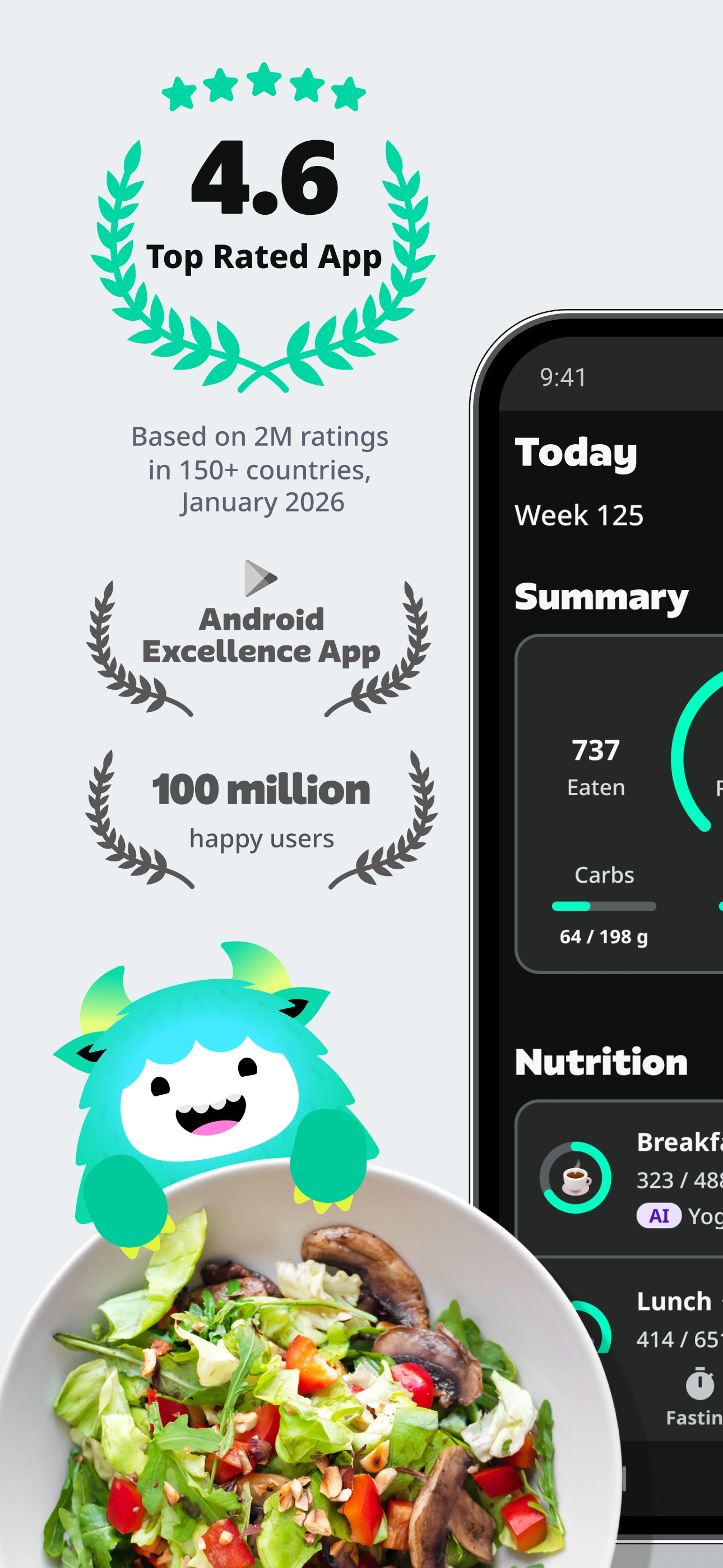 اسکرین شات 1 برنامه YAZIO: AI Calorie Tracker