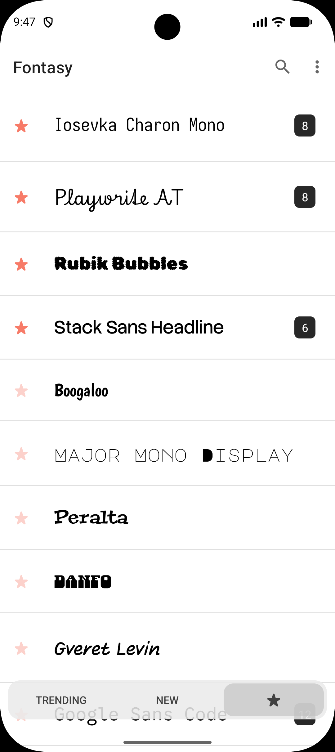 اسکرین شات 2 برنامه Fontasy - Google Fonts Browser