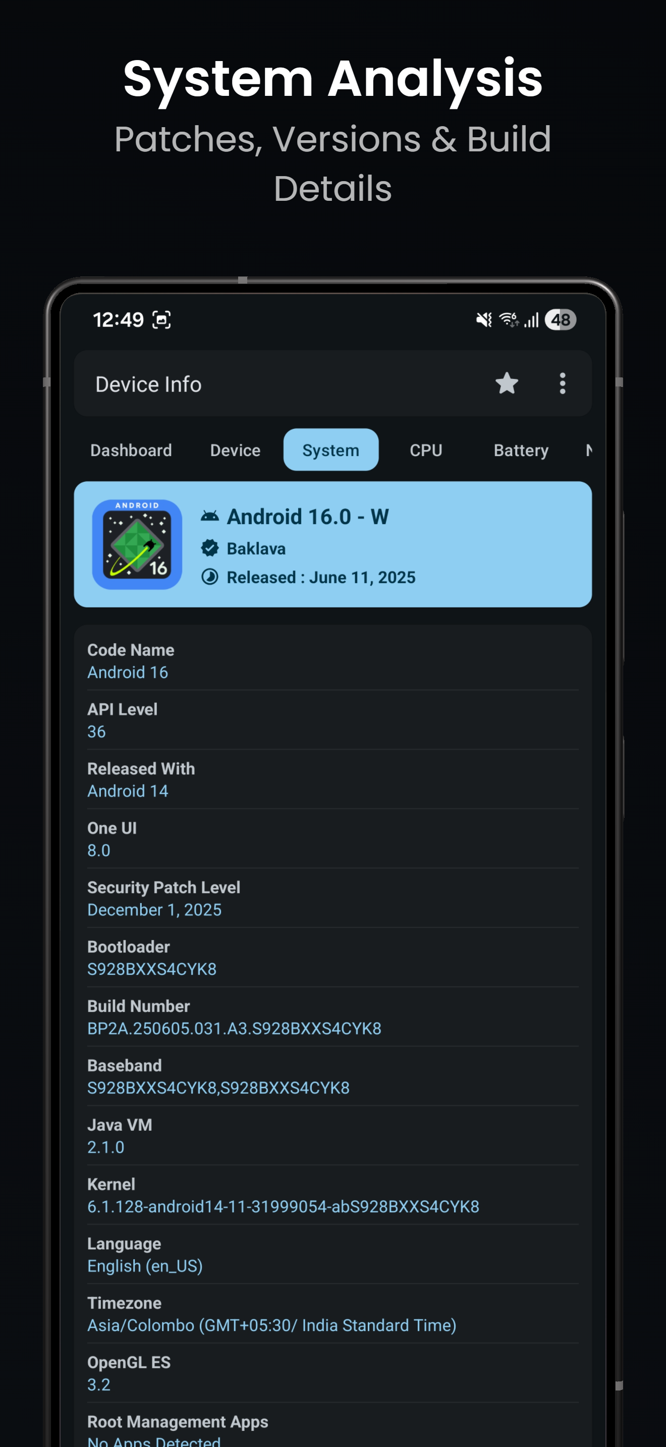اسکرین شات 6 برنامه Device Info: System & CPU Info