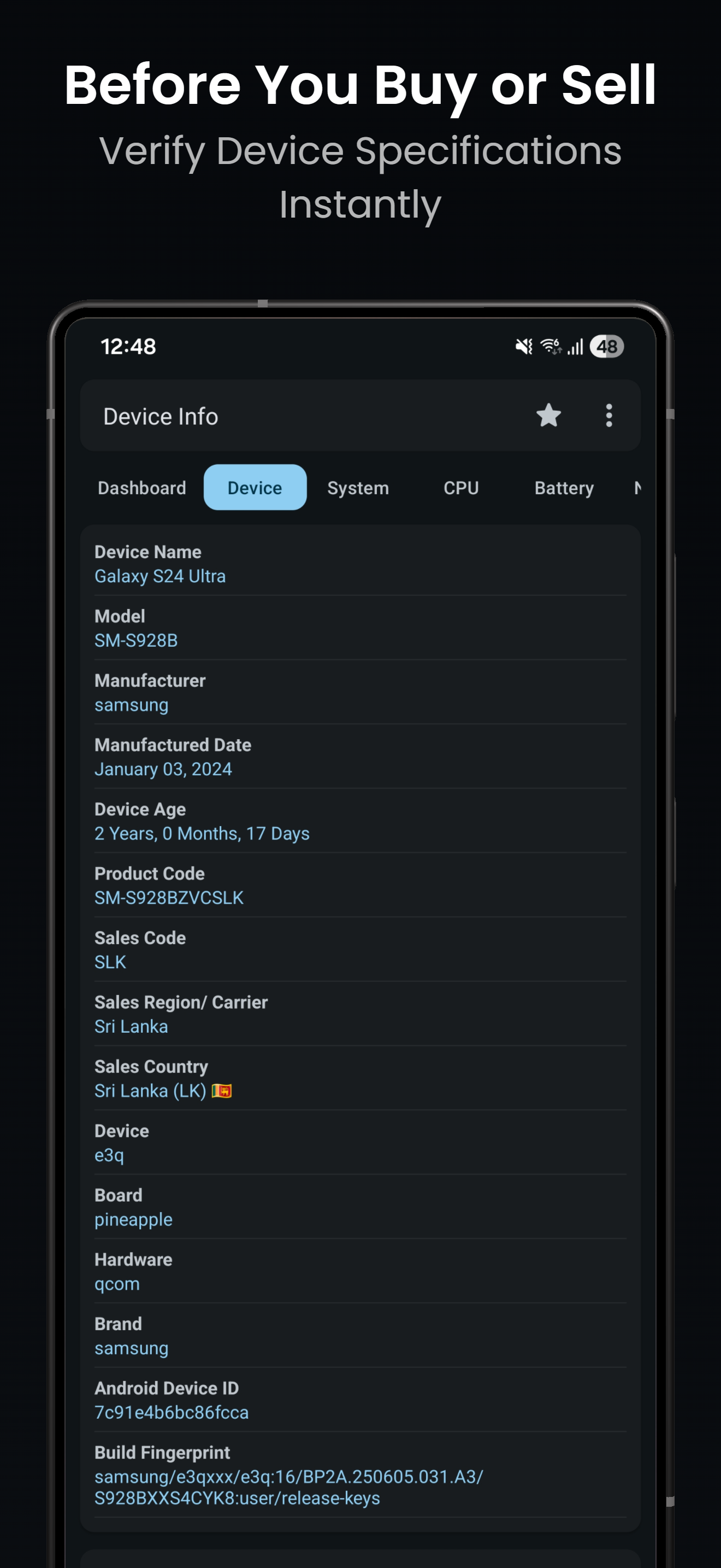 اسکرین شات 3 برنامه Device Info: System & CPU Info