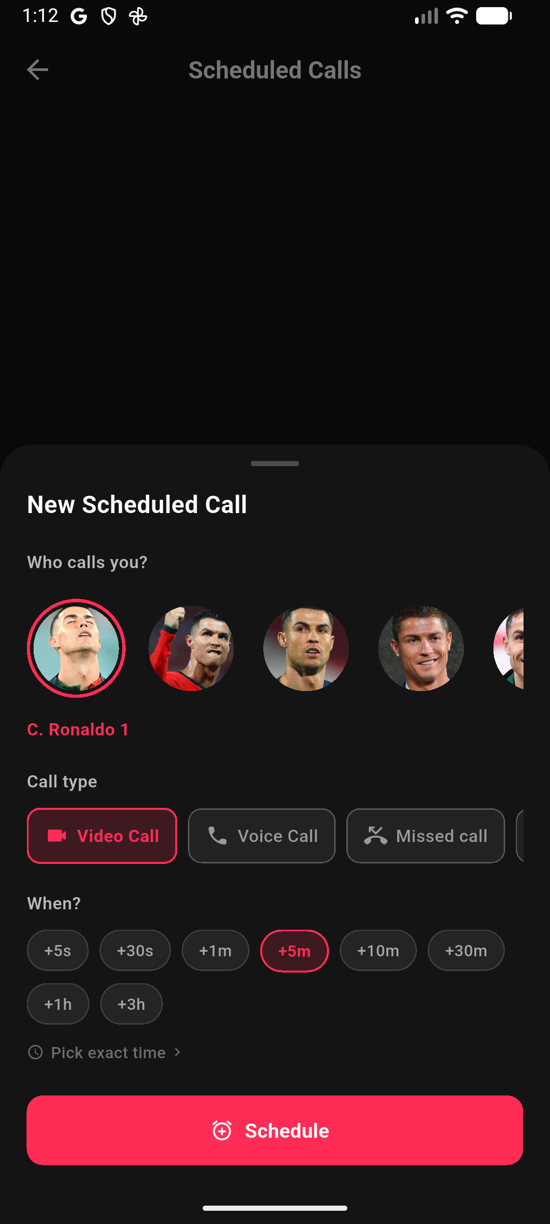 اسکرین شات 7 برنامه Ronaldo Fake Chat & Video Call
