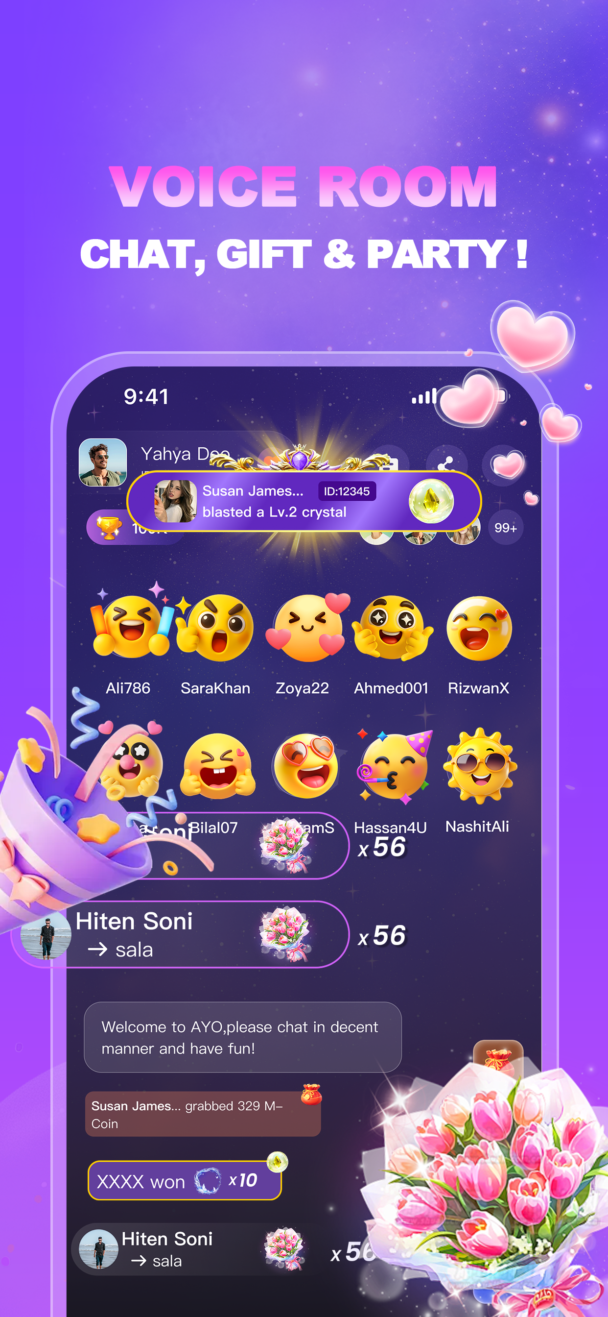 اسکرین شات 3 بازی AYO: Games & Voice Rooms