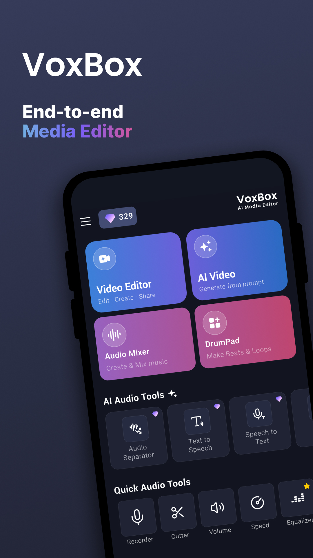 اسکرین شات 1 برنامه VoxBox AI Video & Audio Editor