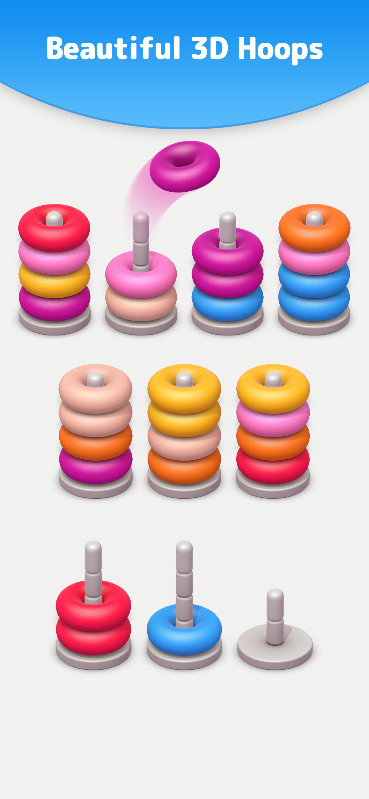 اسکرین شات 1 بازی Color Sort 3D — Hoop Stack