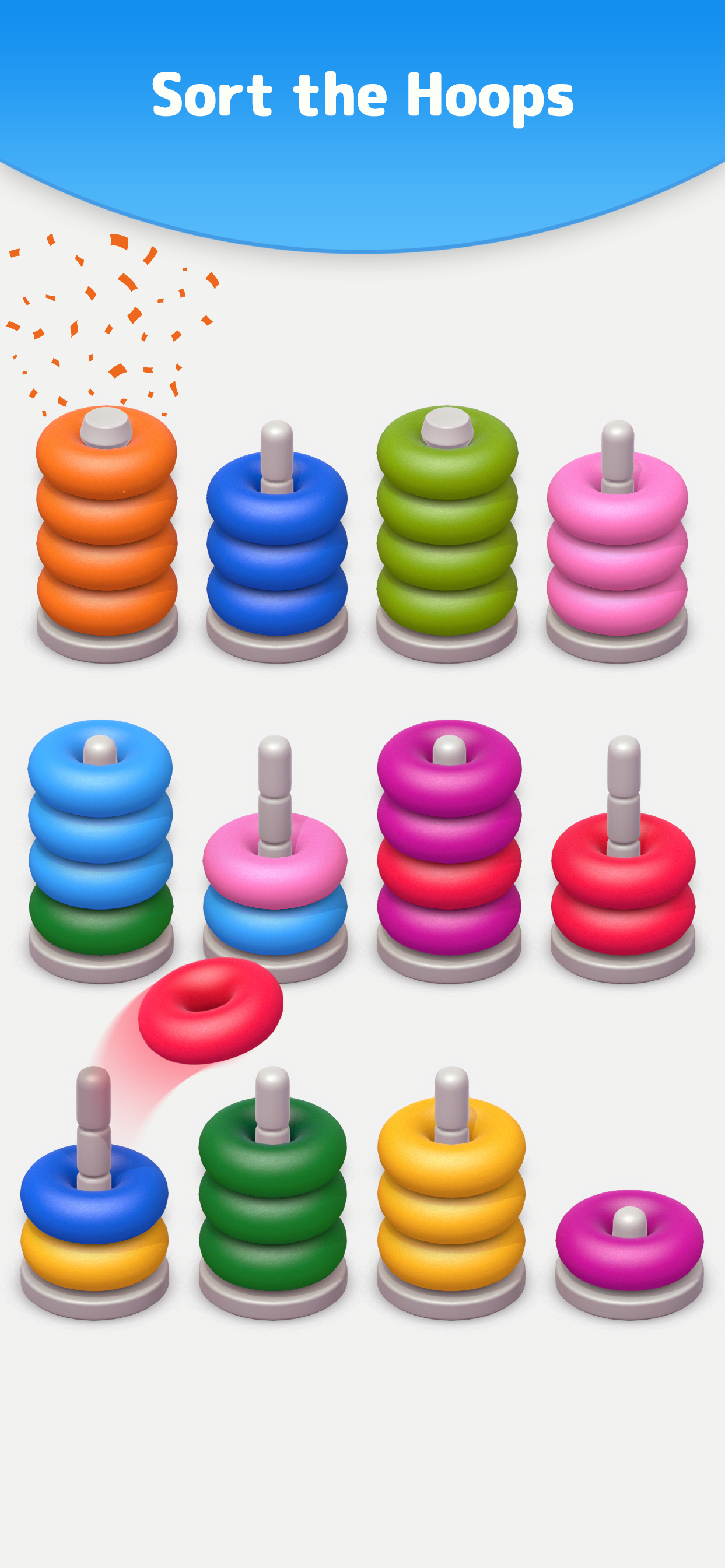 اسکرین شات 4 بازی Color Sort 3D — Hoop Stack