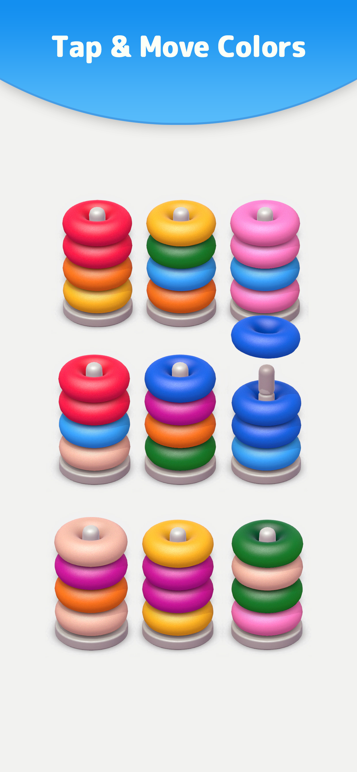 اسکرین شات 3 بازی Color Sort 3D — Hoop Stack