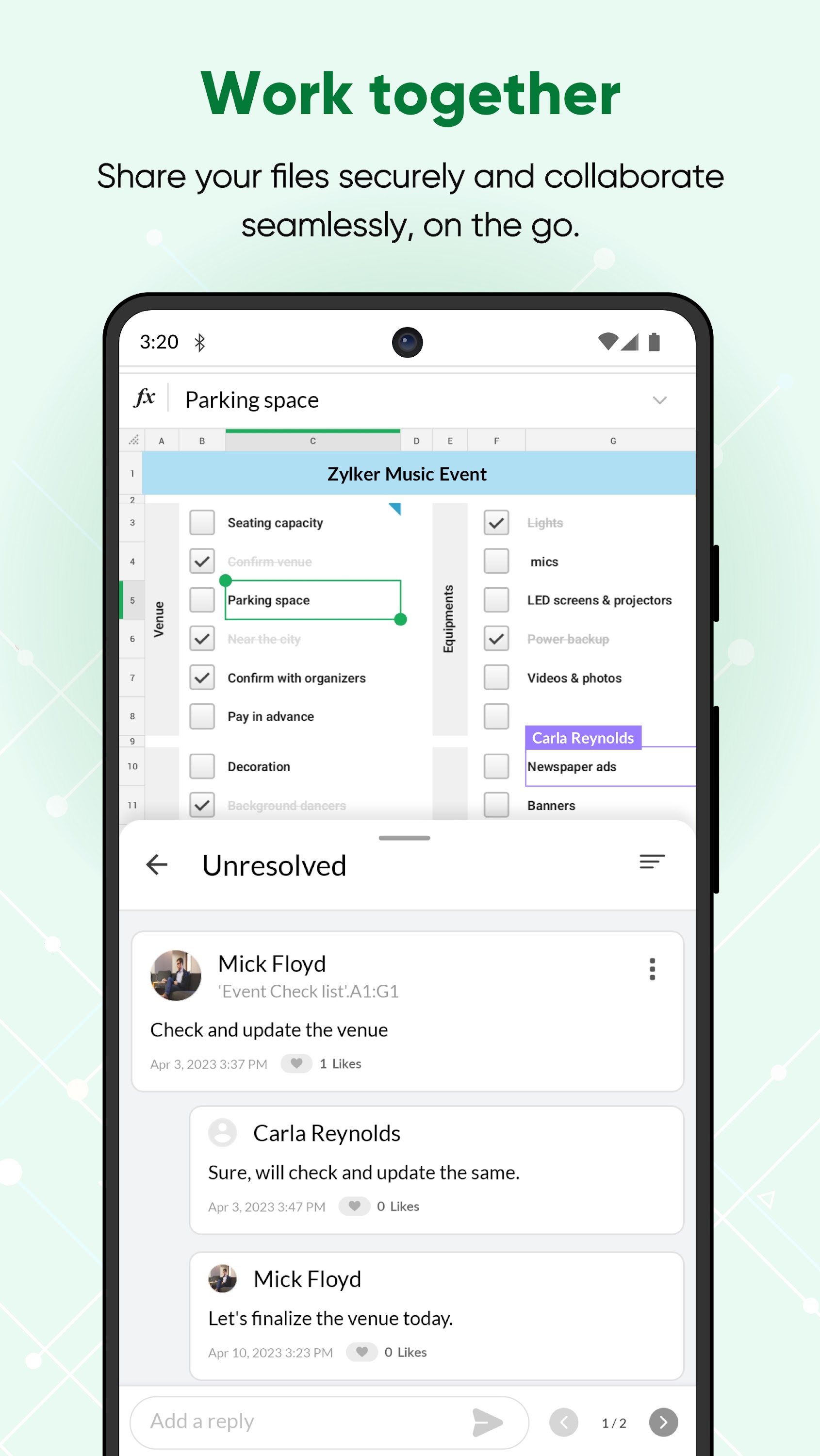 اسکرین شات 6 برنامه Zoho Sheet: Spreadsheet App