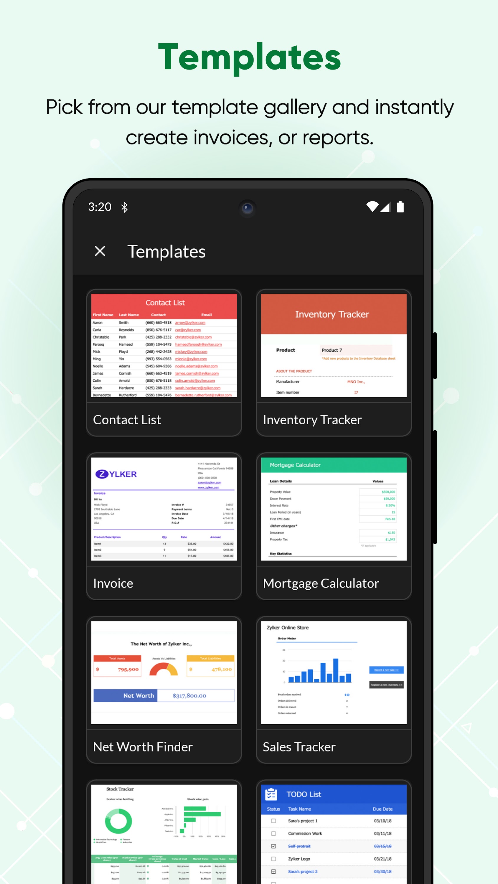 اسکرین شات 3 برنامه Zoho Sheet: Spreadsheet App