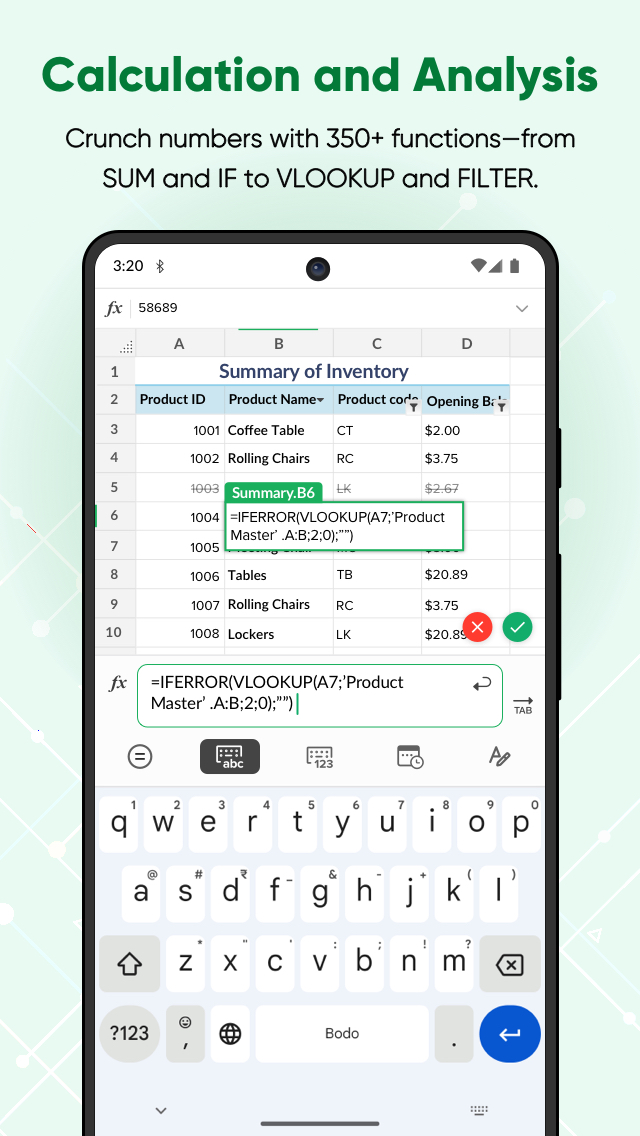 اسکرین شات 5 برنامه Zoho Sheet: Spreadsheet App