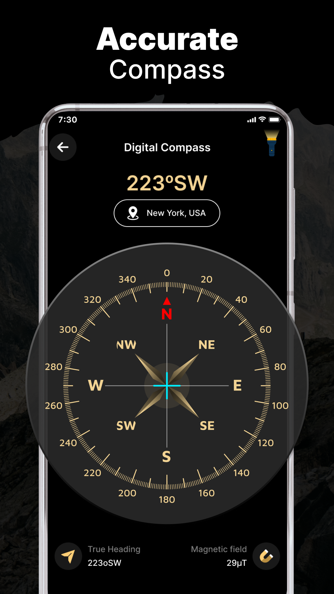 اسکرین شات 1 برنامه Compass App: Accurate Compass