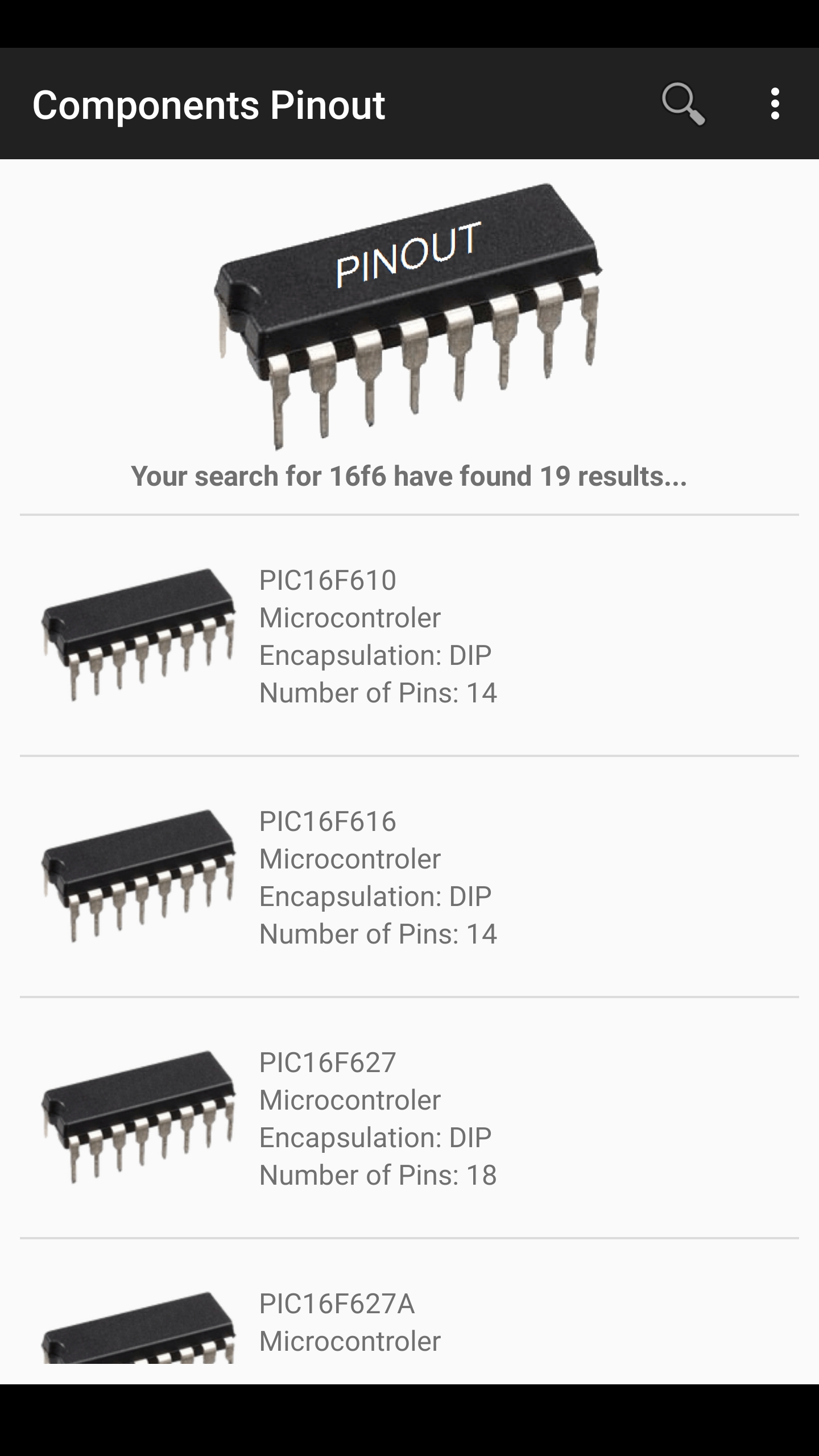 اسکرین شات 2 برنامه Electronic Component Pinouts