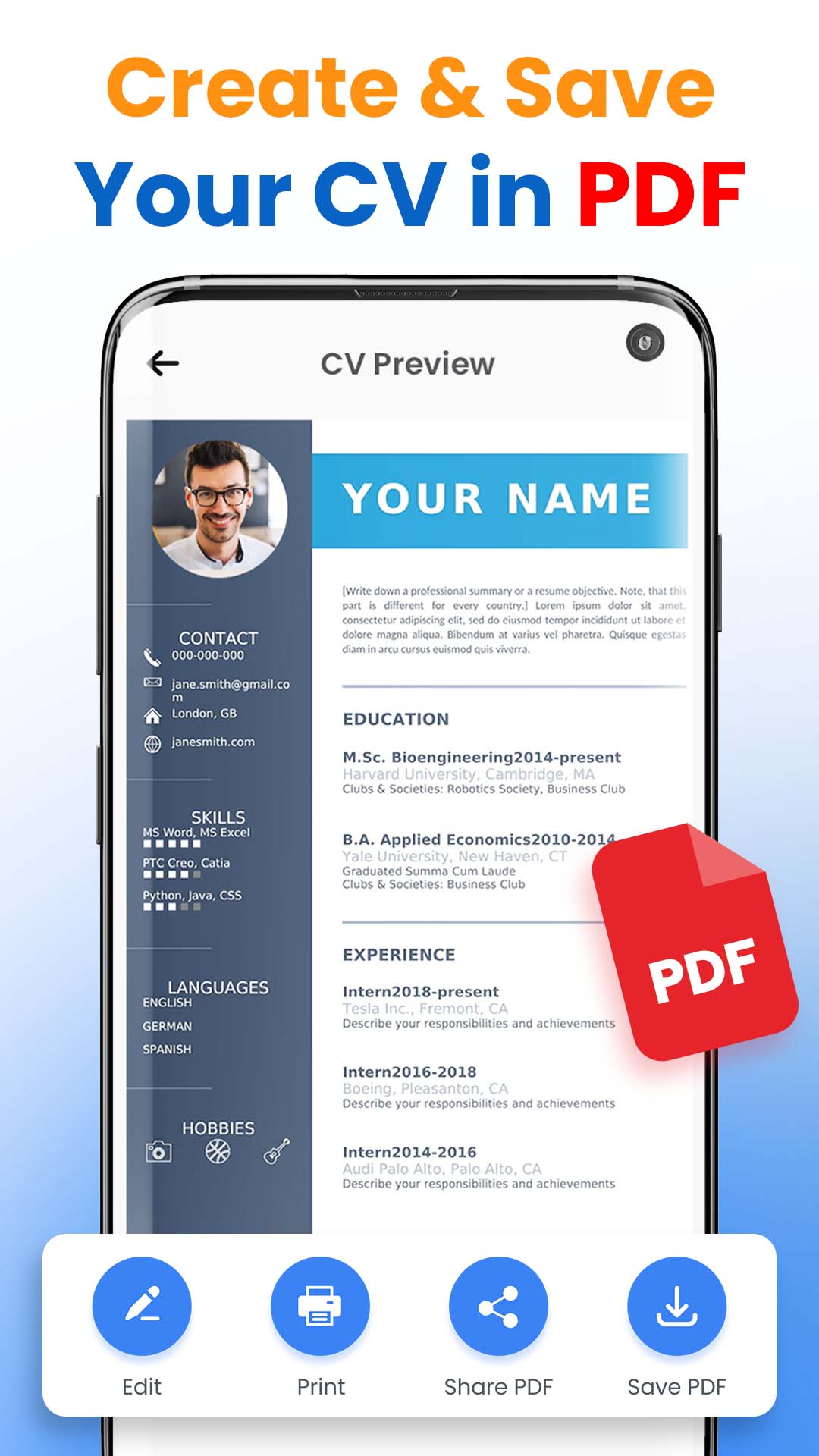 اسکرین شات 3 برنامه Resume Builder PDF - CV Maker