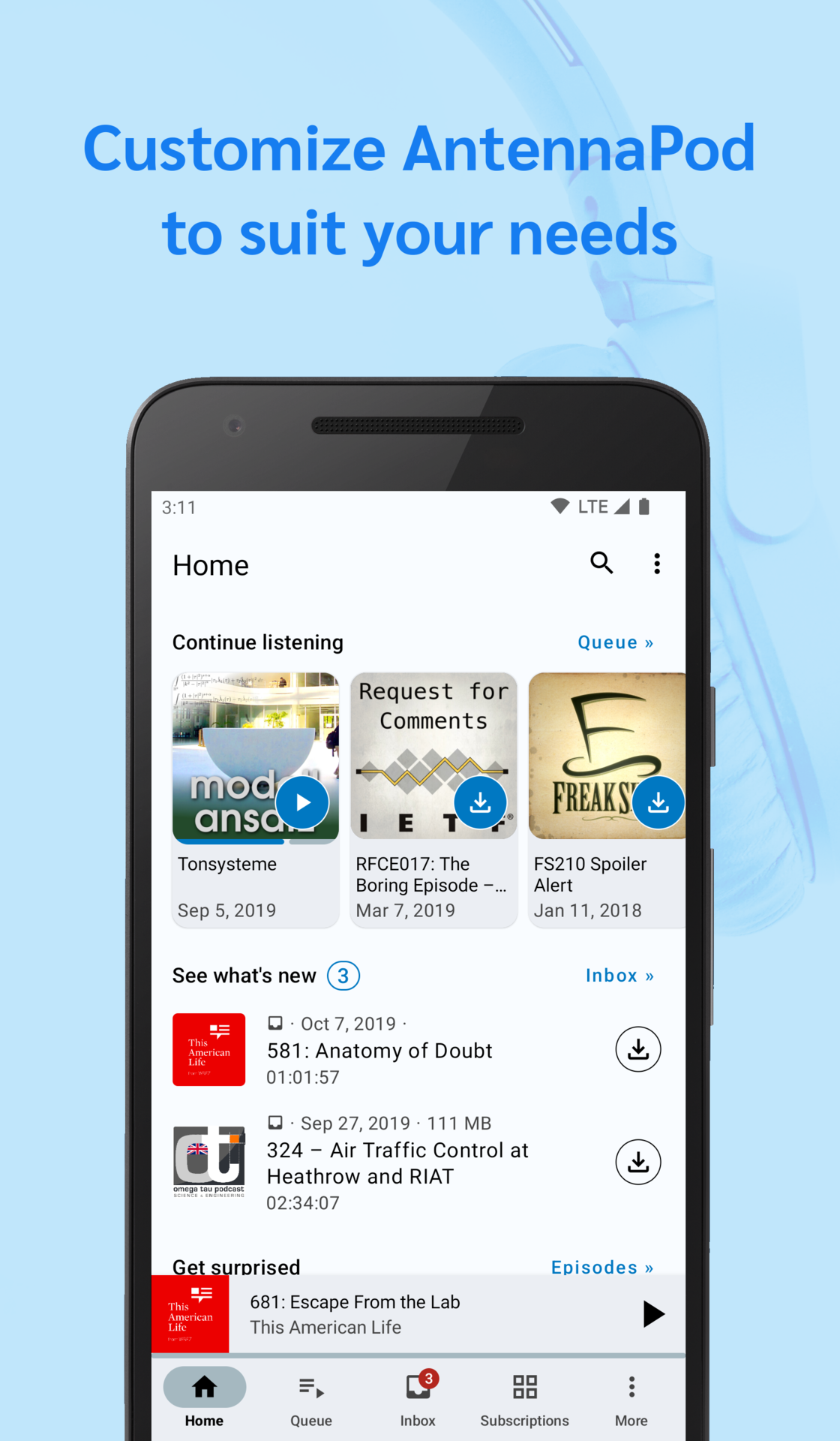 اسکرین شات 1 برنامه AntennaPod - Podcast Player