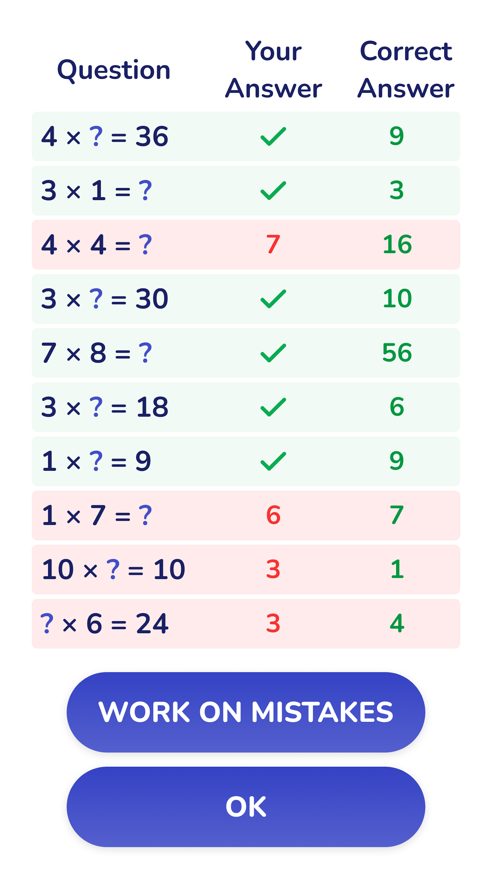 اسکرین شات 4 بازی Multiplication Games Math quiz
