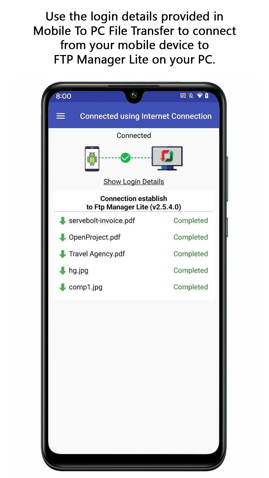 اسکرین شات 3 برنامه Mobile to PC File Transfer
