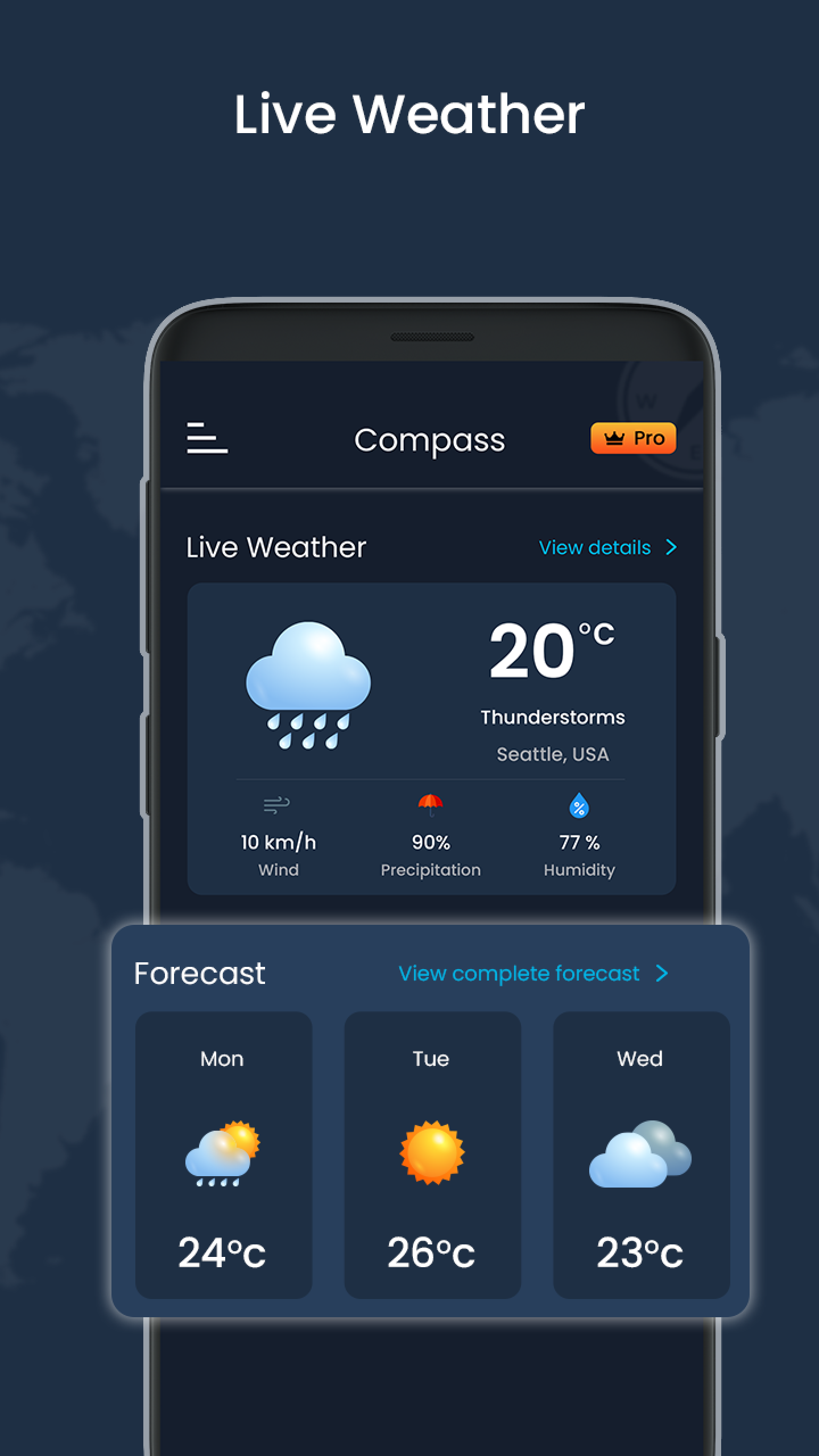 اسکرین شات 5 برنامه Digital Compass & Weather LIVE