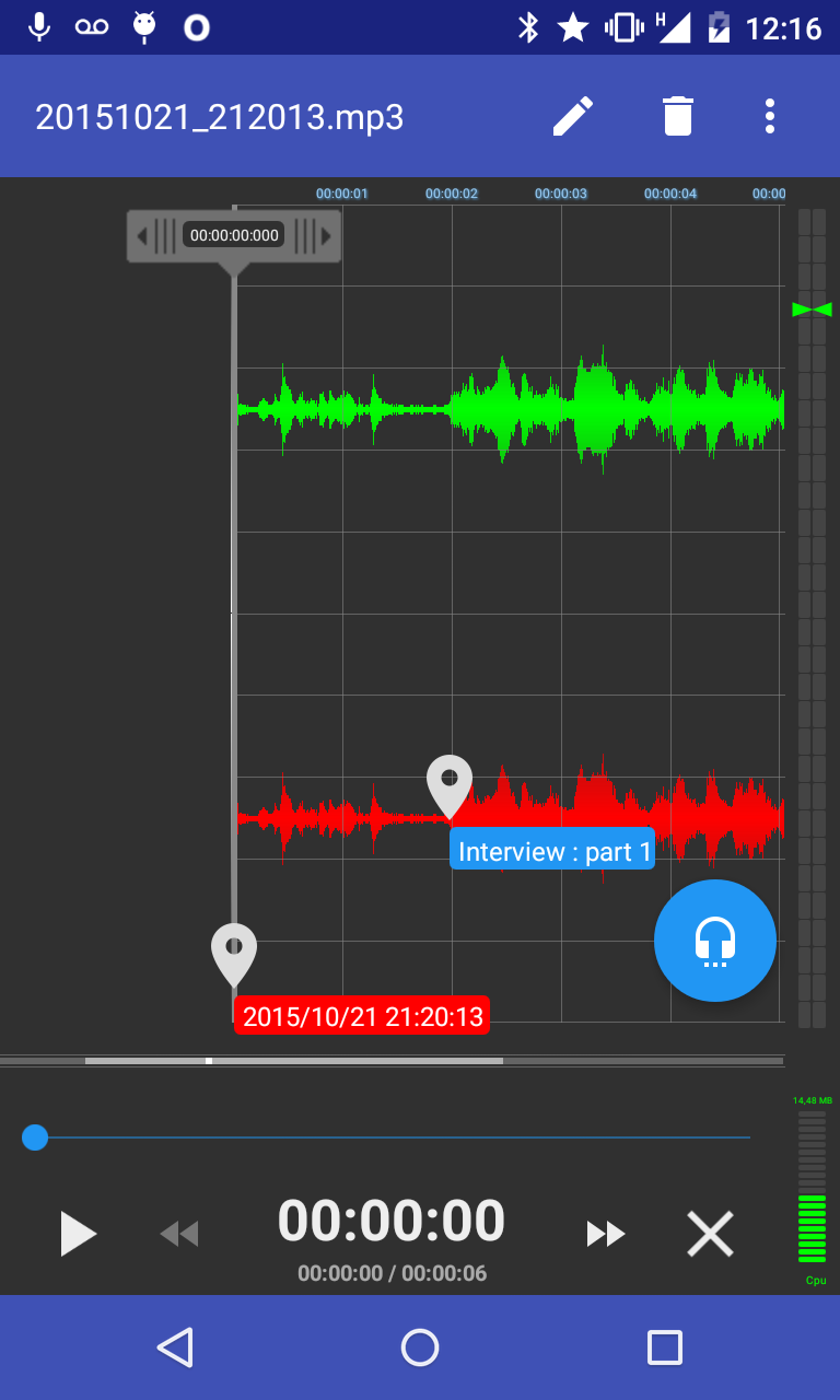 اسکرین شات 1 برنامه RecForge II: Voice Recorder