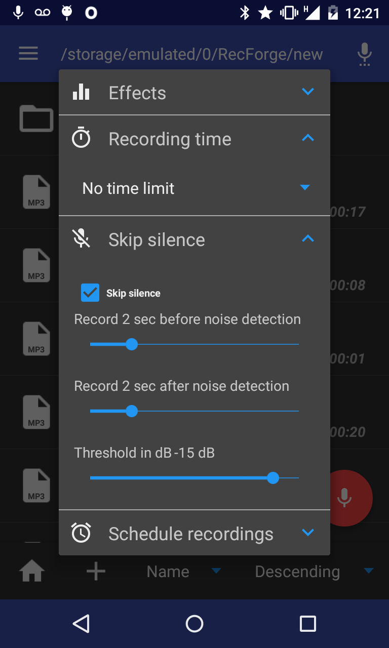 اسکرین شات 3 برنامه RecForge II: Voice Recorder