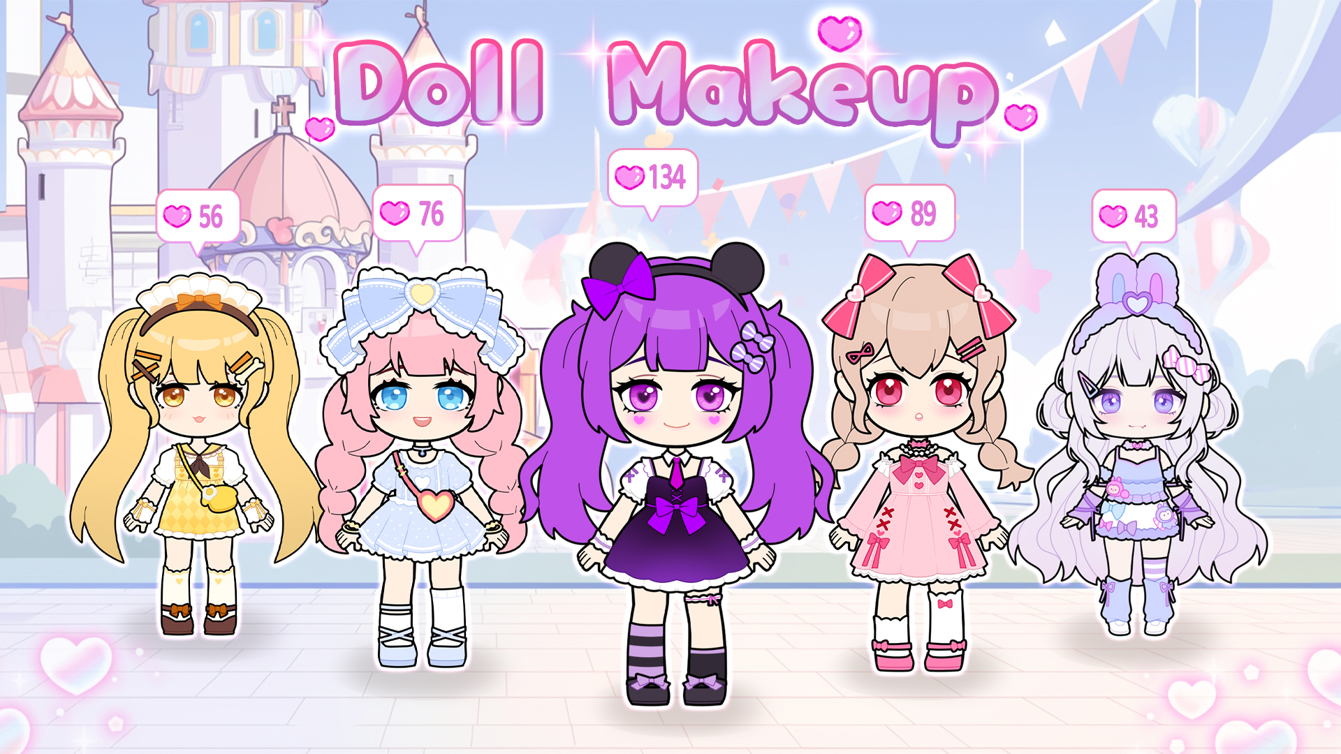 اسکرین شات 8 بازی Doll Makeup: Dress up for kids
