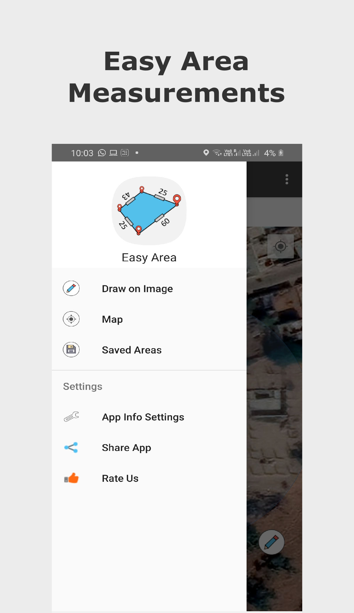 اسکرین شات 1 برنامه Easy Area : Land Area Measure