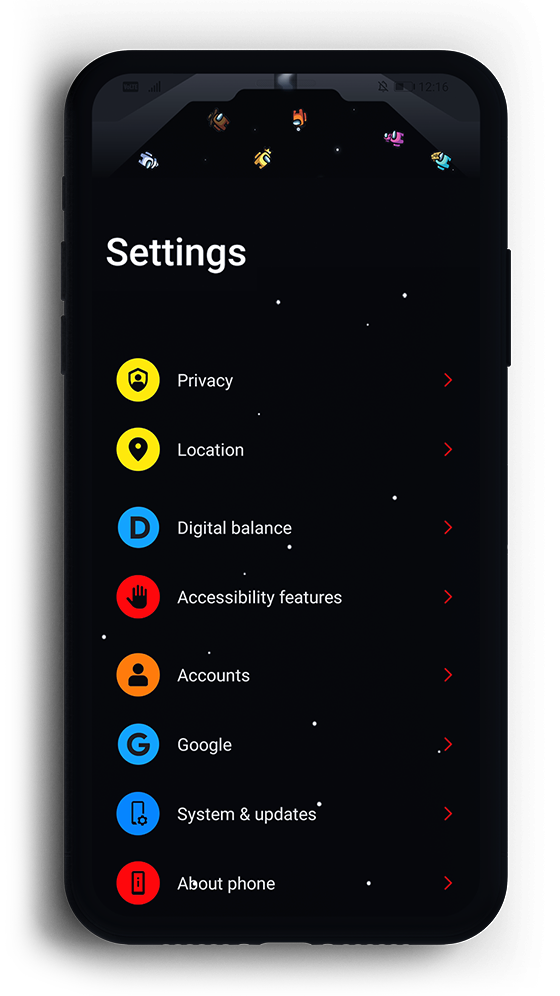 اسکرین شات 3 برنامه Among Us EMUI 9/10 Theme