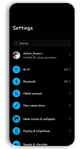 اسکرین شات 4 برنامه One-Ui Dark EMUI 9/10 THEME