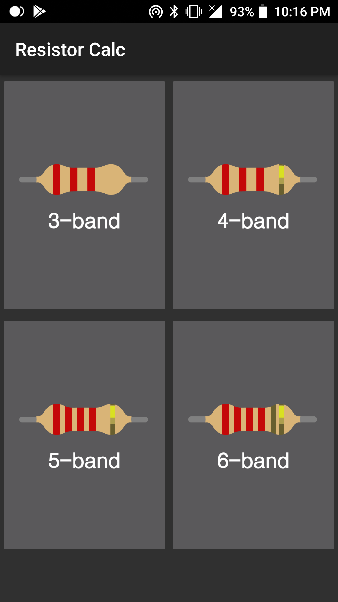اسکرین شات 1 برنامه Resistor calculator
