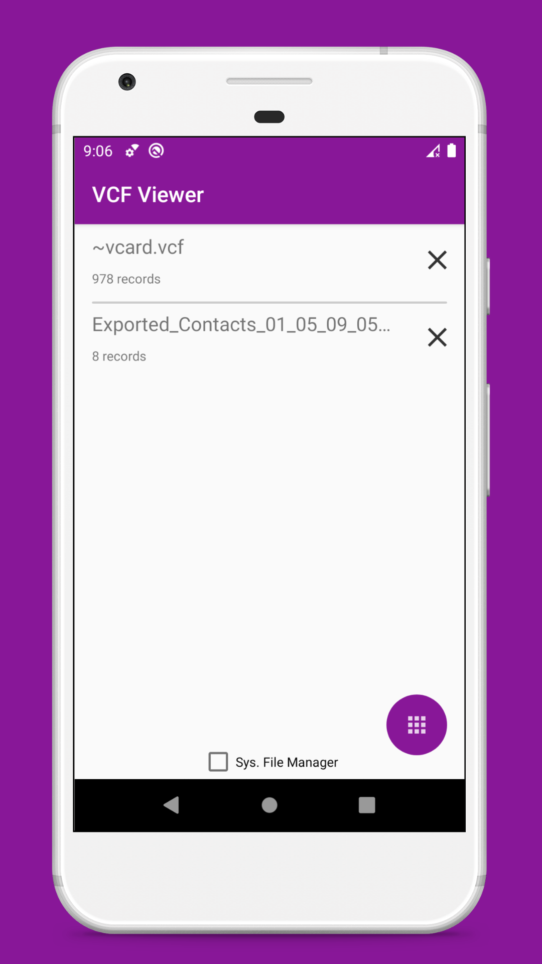 اسکرین شات 1 برنامه vCard File Reader: VCF Contact
