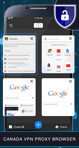 اسکرین شات 1 برنامه Canada Unblock Proxy Browser - VPN Private Browser