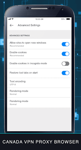 اسکرین شات 5 برنامه Canada Unblock Proxy Browser - VPN Private Browser