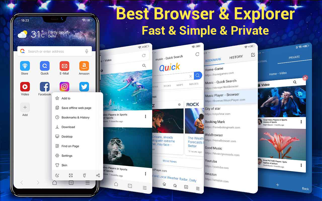 اسکرین شات 1 برنامه Web Browser & Fast Explorer