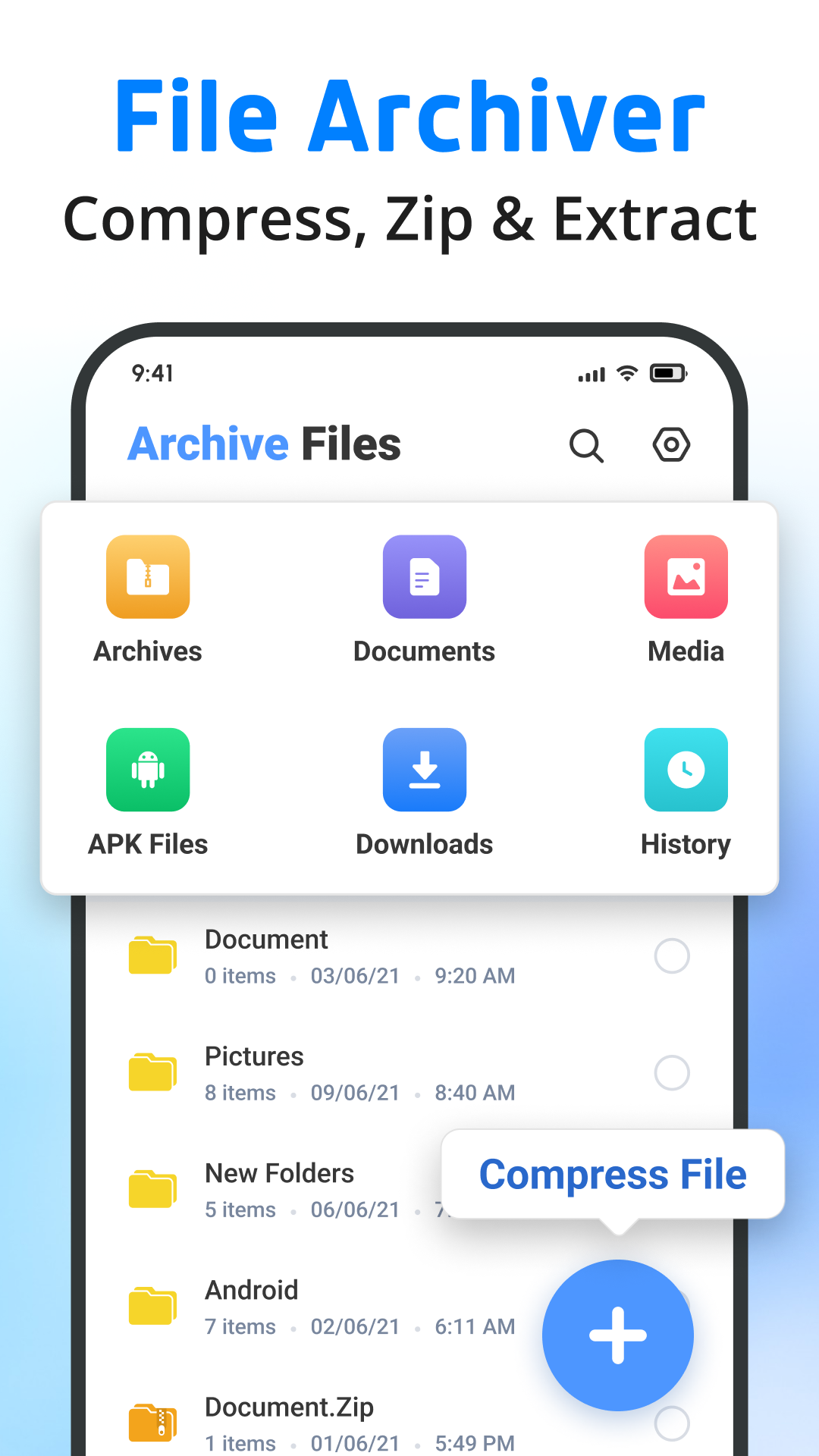 اسکرین شات 1 برنامه File Archiver - Extract, Unzip