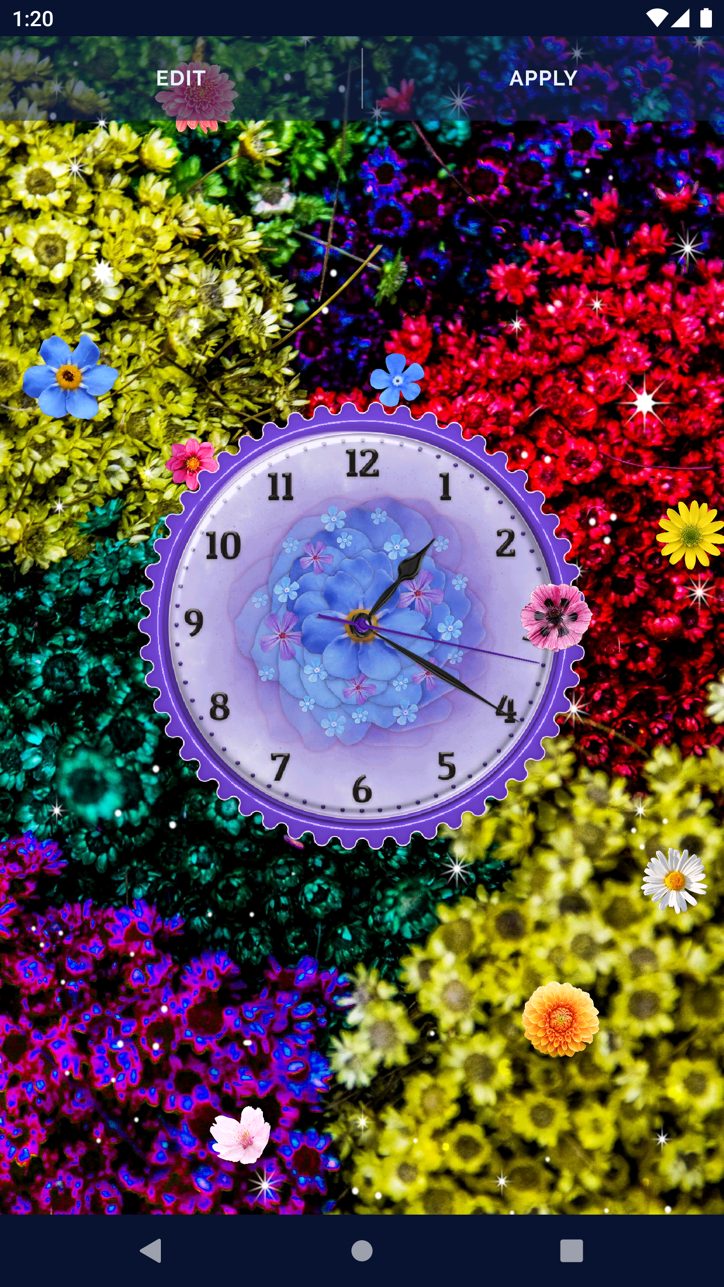 اسکرین شات 4 برنامه Flower Live Wallpaper Clock 4K