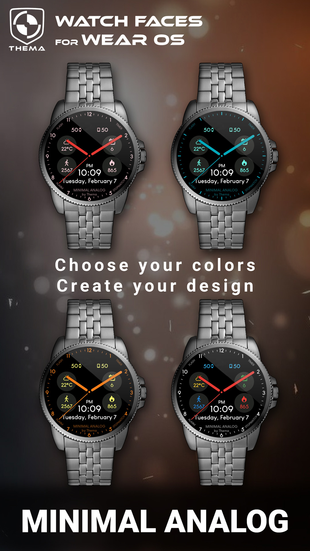 اسکرین شات 2 برنامه Minimal Analog Watch Face