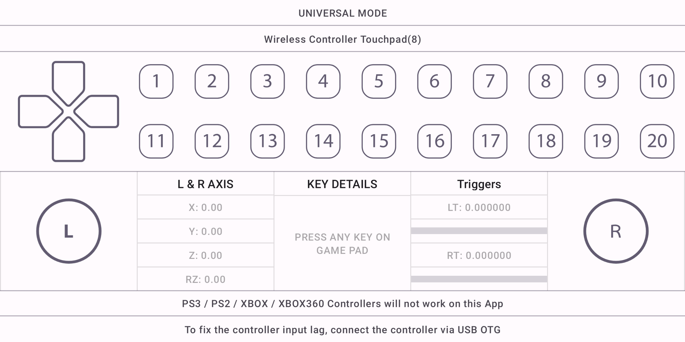 اسکرین شات 3 برنامه GamePad Tester Lite