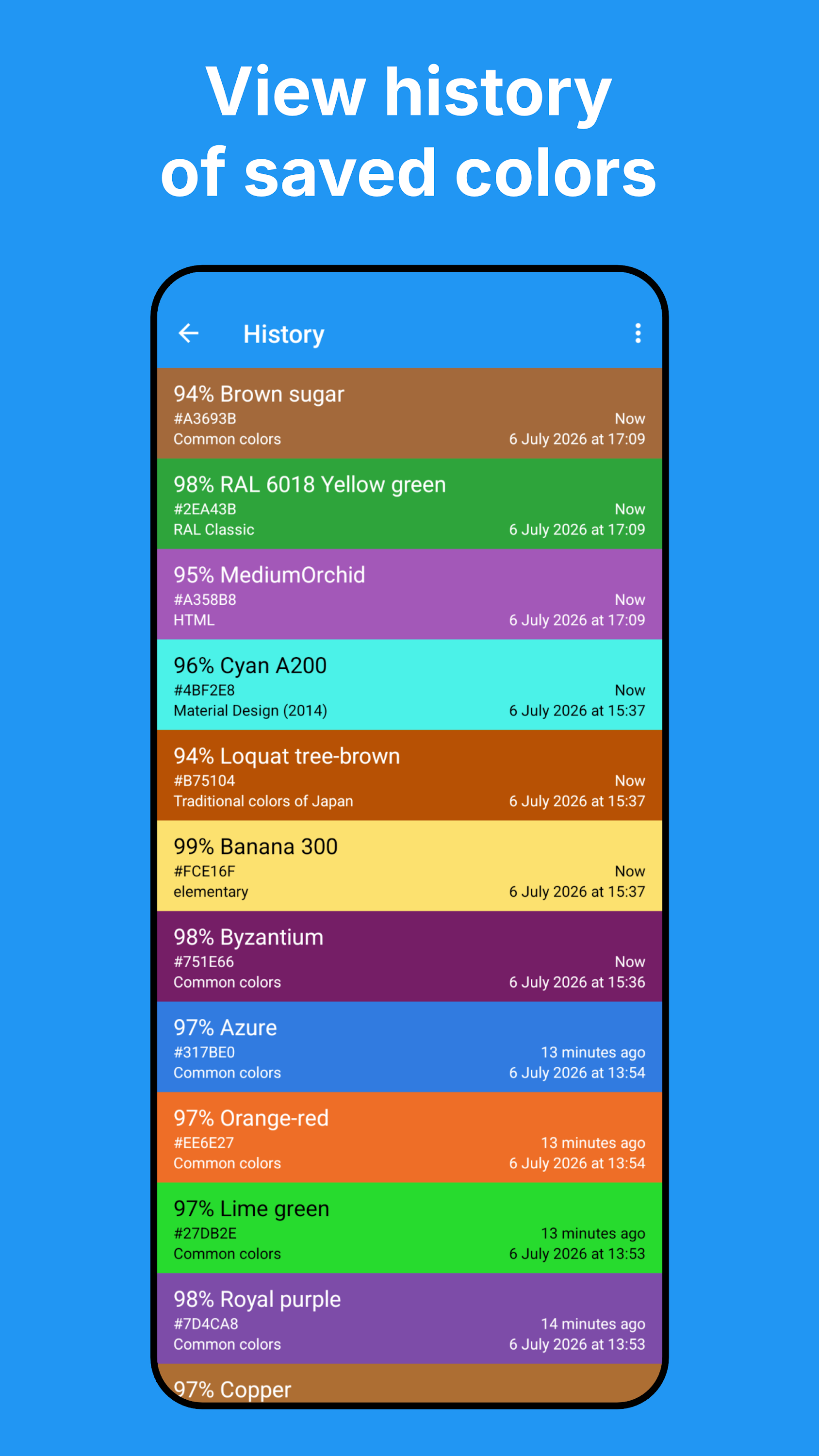 اسکرین شات 3 برنامه Color Picker: Find Name & Code
