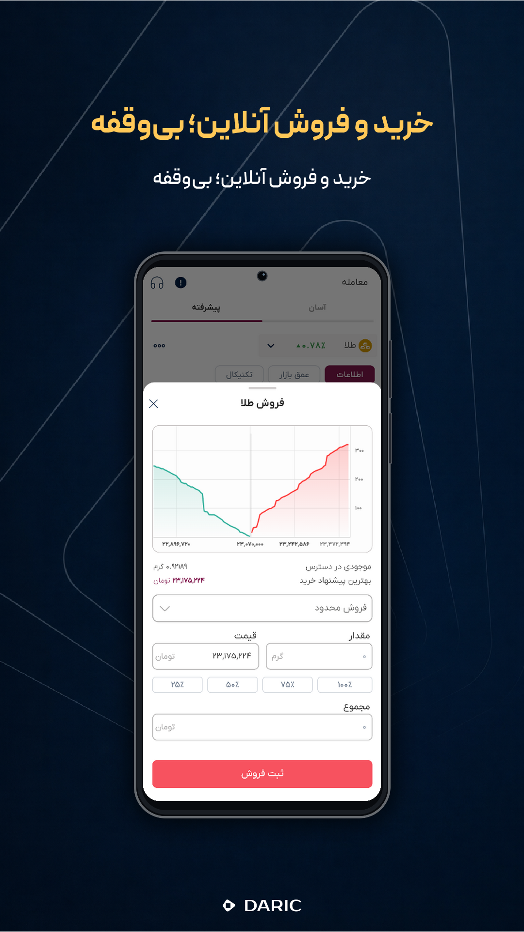 اسکرین شات 1 برنامه ‏‏داریک | طلا و نقره، تحویل شمش در بانک