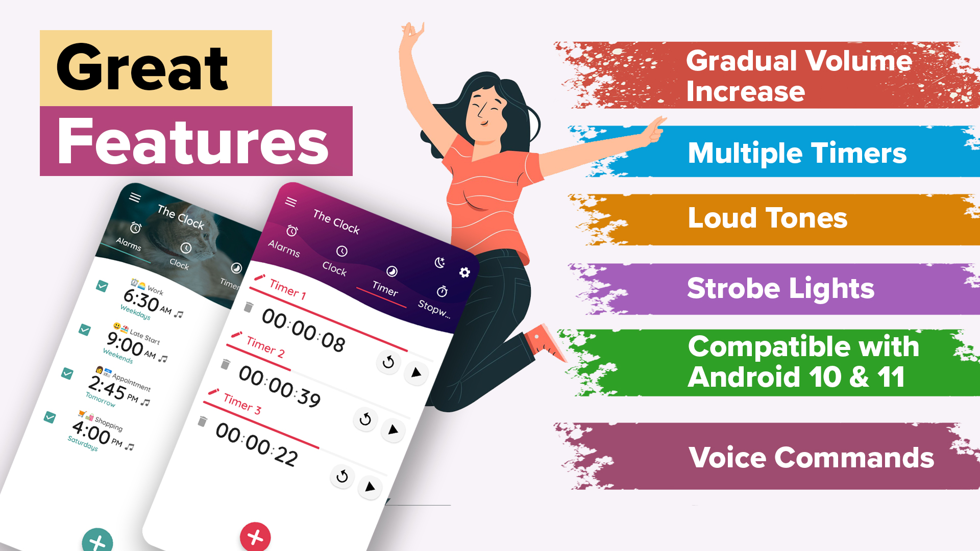 اسکرین شات 3 برنامه The Clock: Alarm Clock & Timer