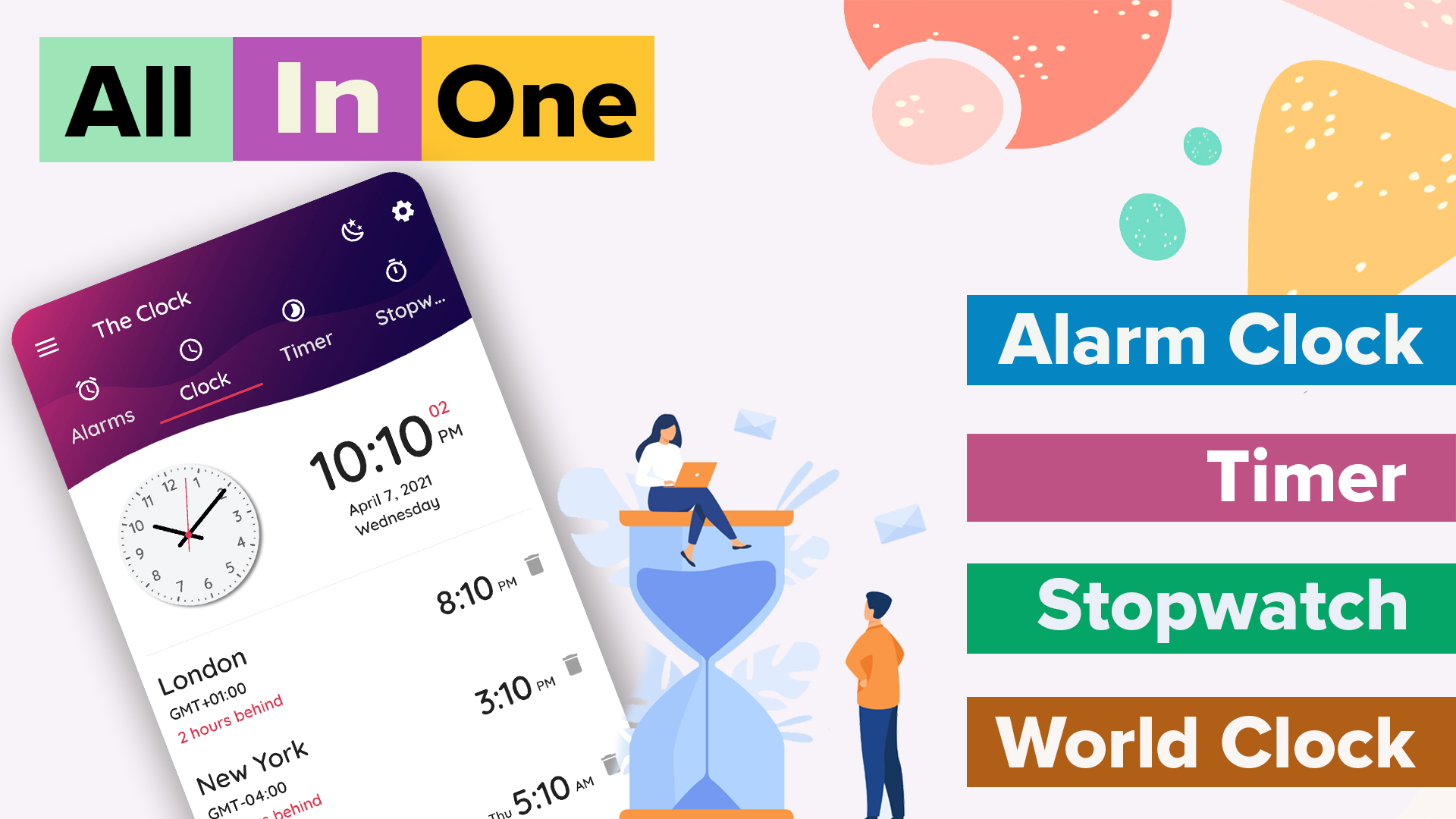 اسکرین شات 2 برنامه The Clock: Alarm Clock & Timer