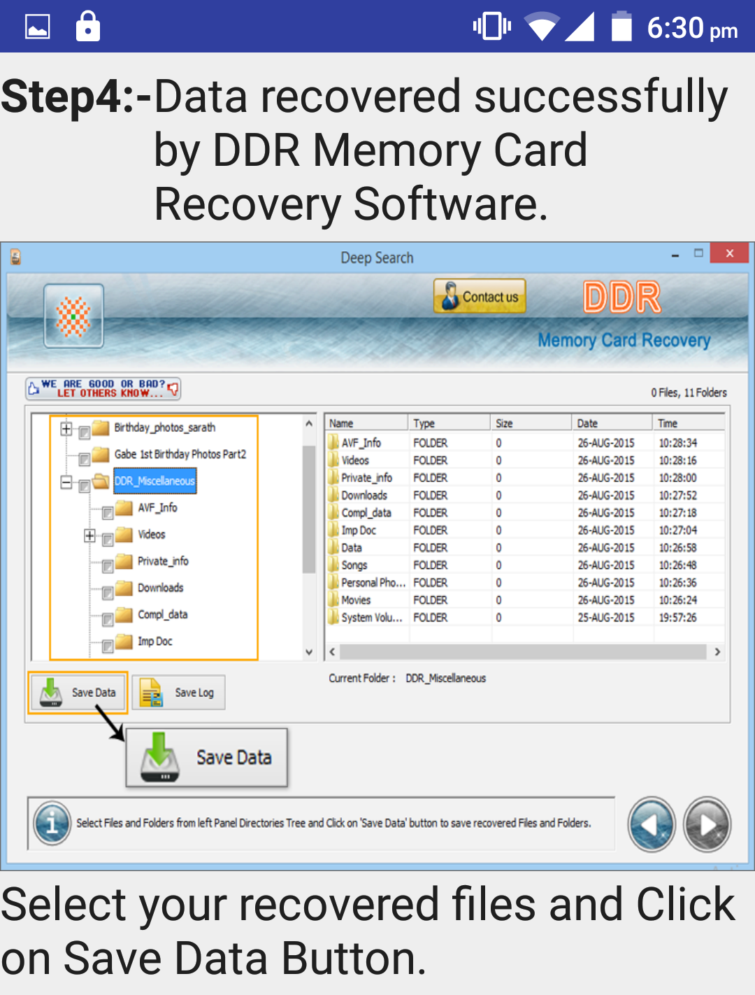 اسکرین شات 5 برنامه Memory Card Recovery & Repair