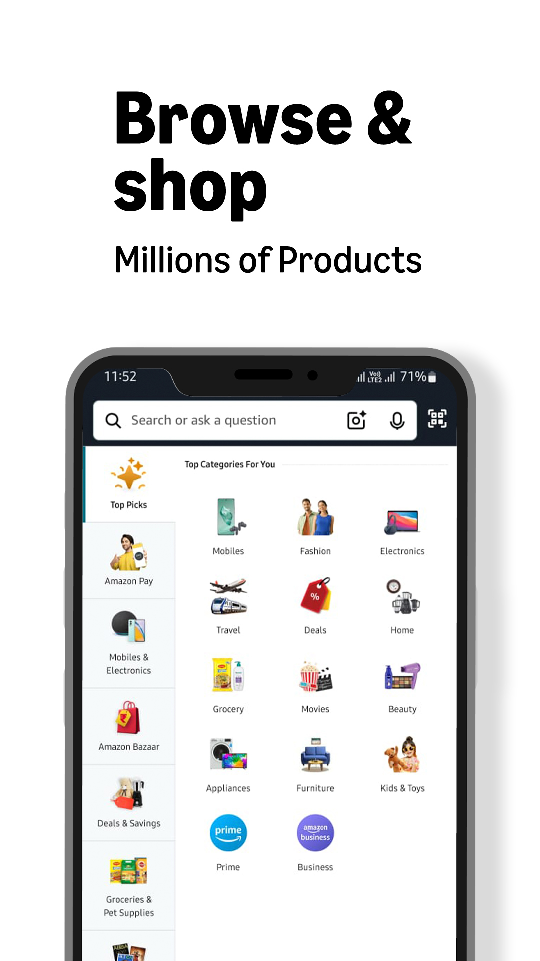 اسکرین شات 1 برنامه Amazon India Shop, Pay, miniTV
