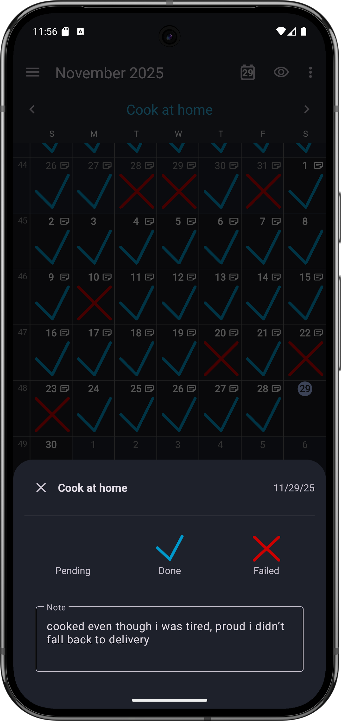 اسکرین شات 6 برنامه Goal & Habit Tracker Calendar