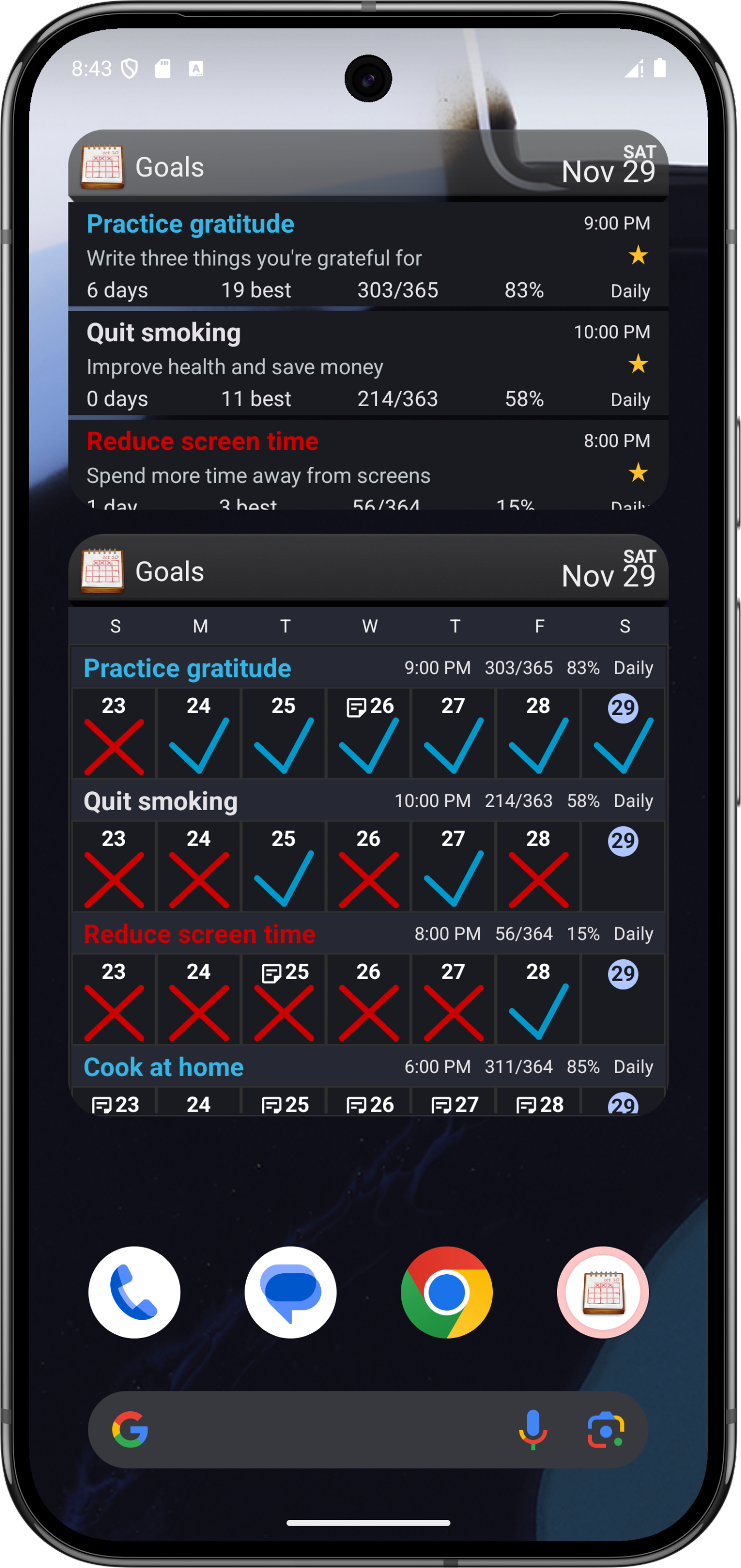اسکرین شات 3 برنامه Goal & Habit Tracker Calendar