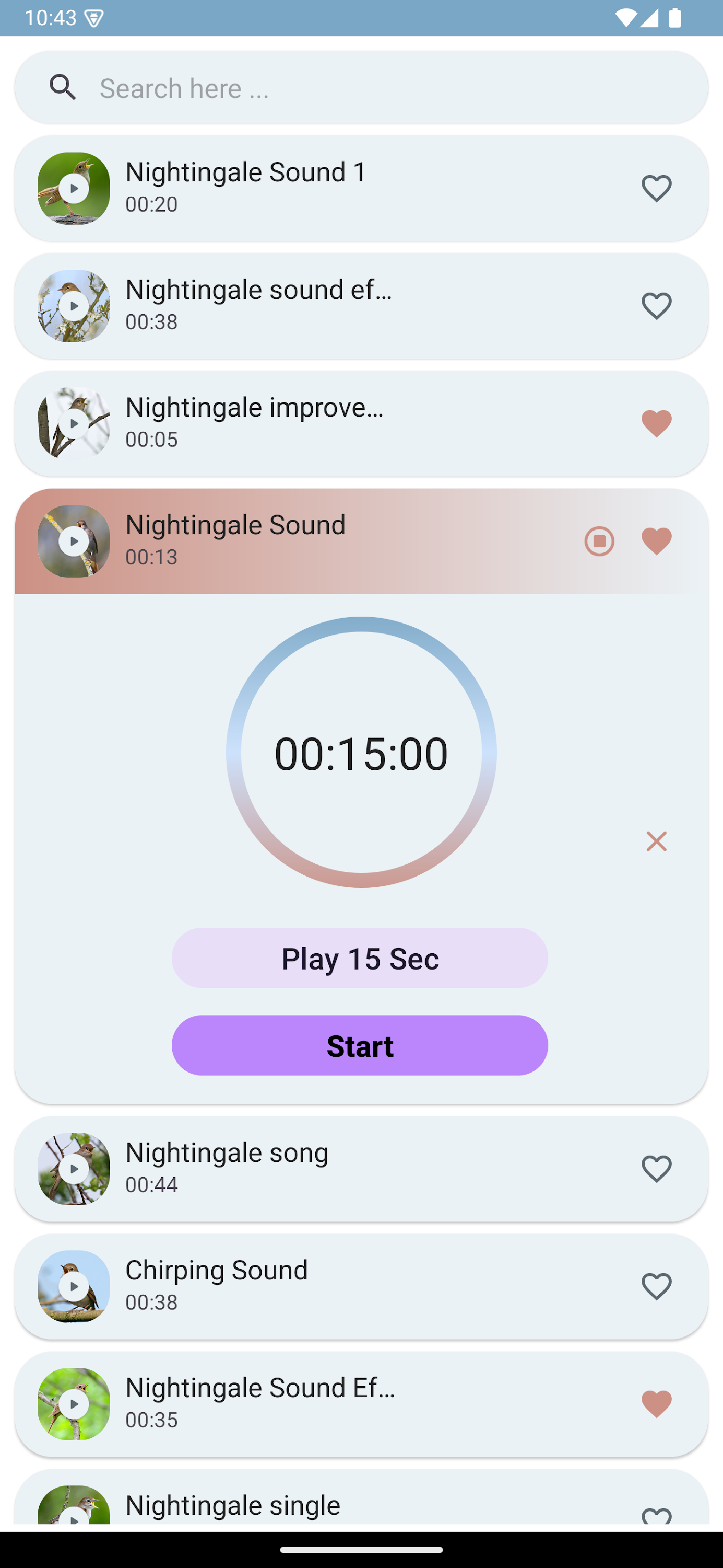 اسکرین شات 5 برنامه Nightingale Bird Sounds
