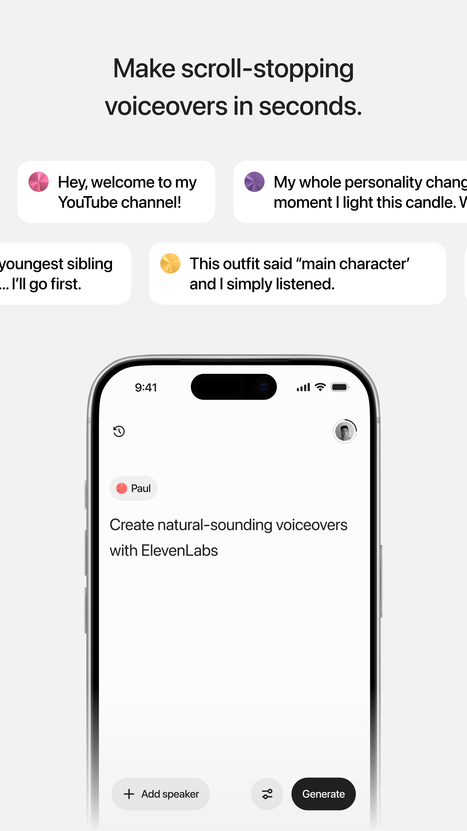 اسکرین شات 1 برنامه ElevenLabs: AI Voice Generator