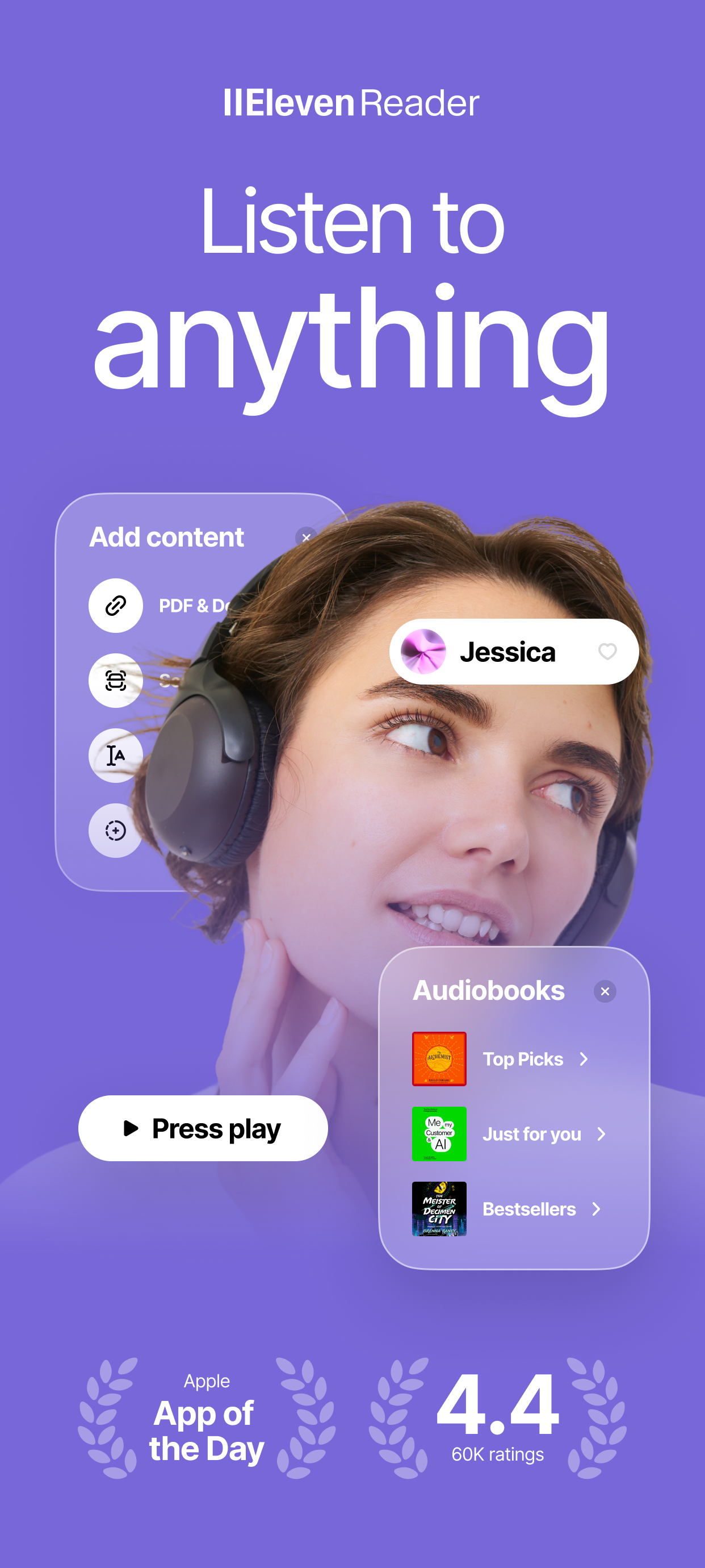 اسکرین شات 1 برنامه ElevenReader: Read Books Aloud
