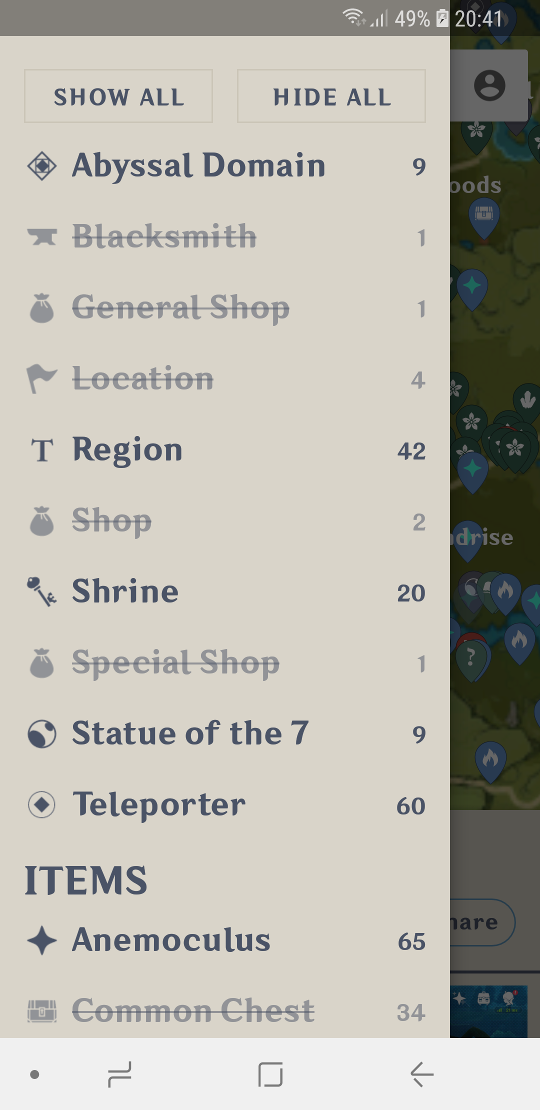 اسکرین شات 2 برنامه MapGenie: Genshin Impact Map