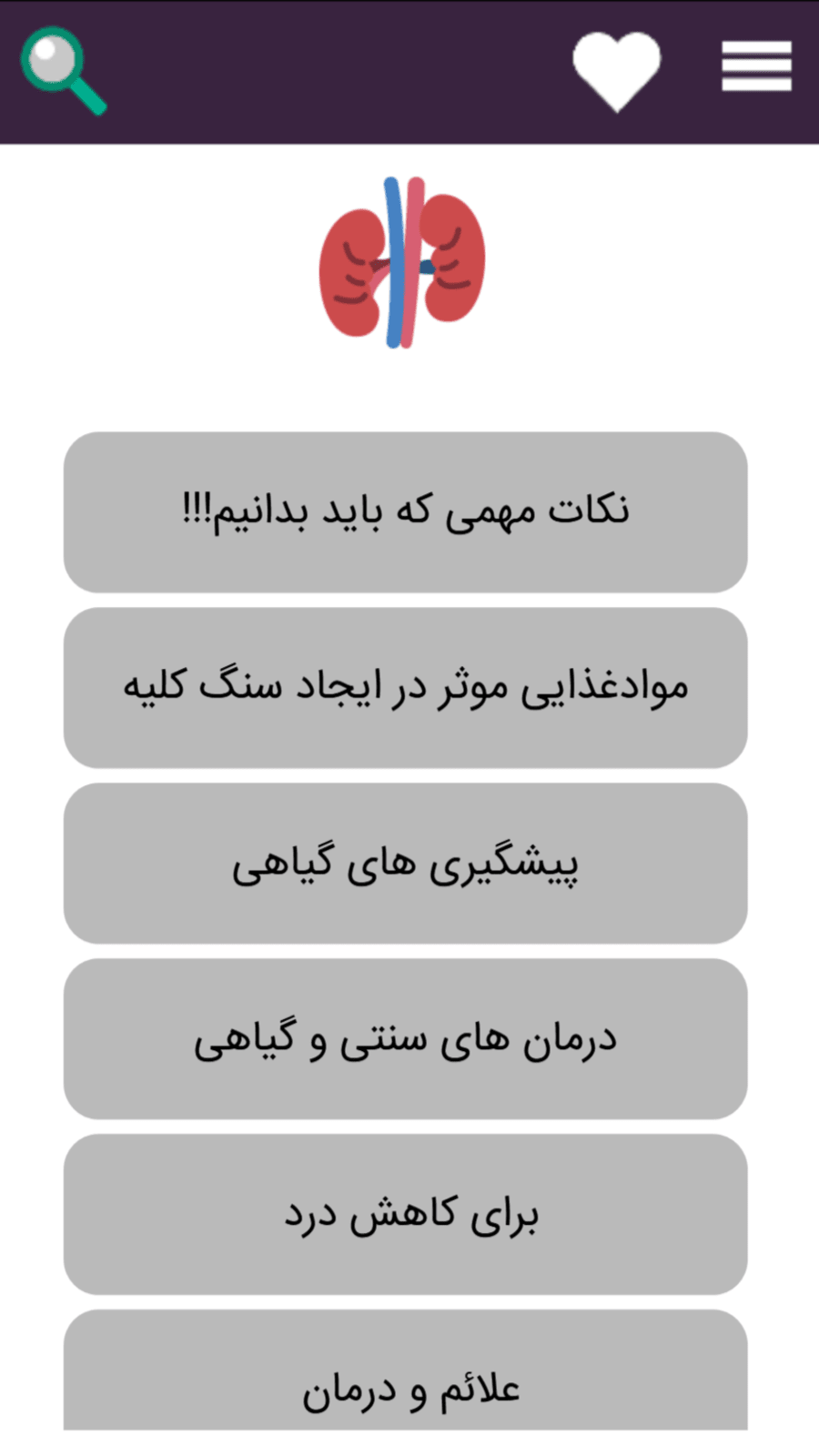 اسکرین شات 1 برنامه درمان سنگ کلیه