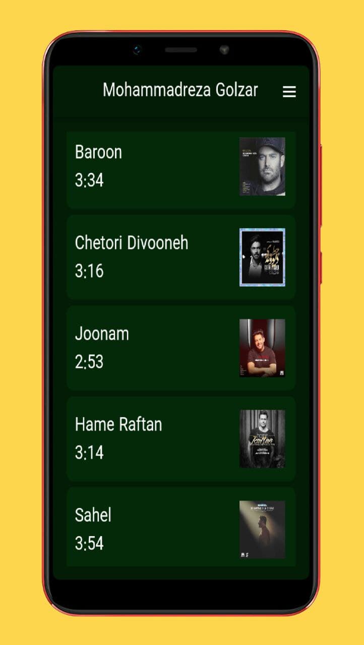 اسکرین شات 3 برنامه آهنگ های محمدرضا گلزار غیررسمی